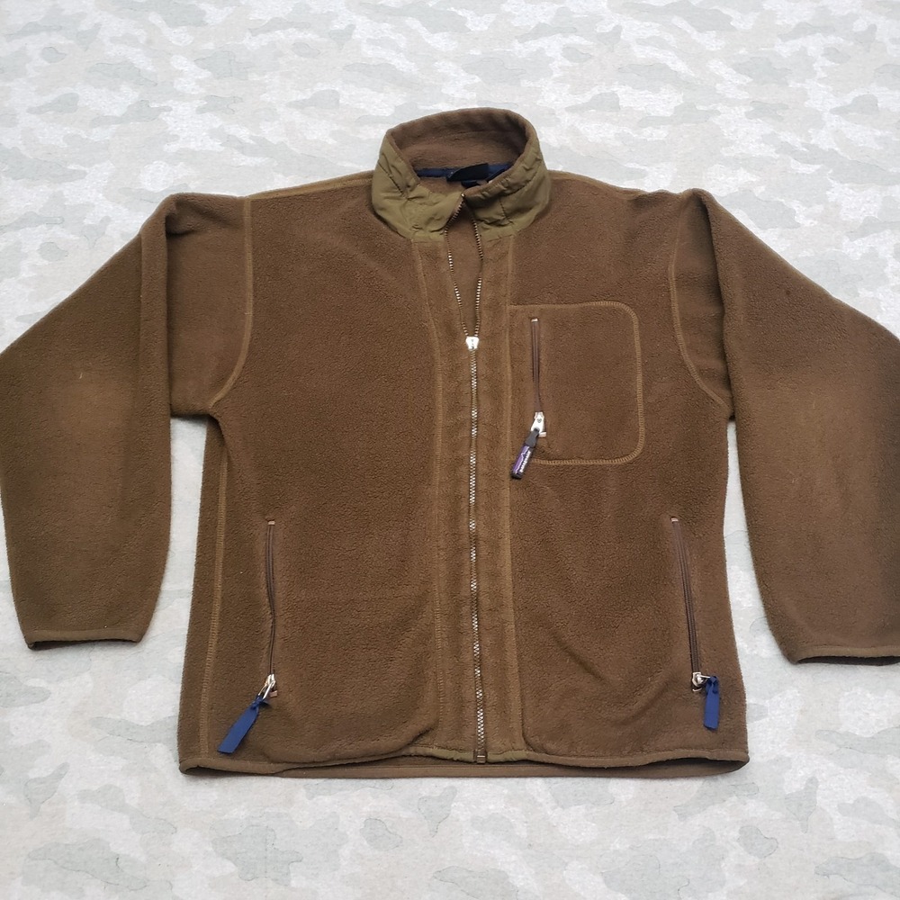 VTG Patagonia Sweatshirt Mens Medium Brown Y2K 90s Full Zip Made In USA Pockets